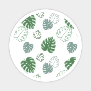 Tropical Leaves Monstera Pattern In Green Magnet